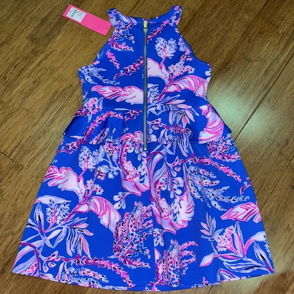 Lilly Pulitzer Girls Caesara Dress size M (6-7) & XL Iris Blue Wild Within NWT - Picture 7 of 11